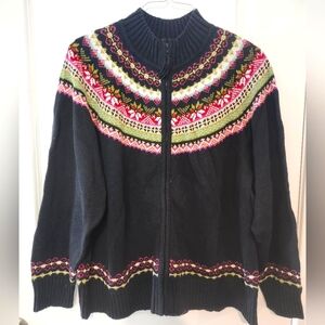 Tiara Nordic Black and Red Cardigan Sweater